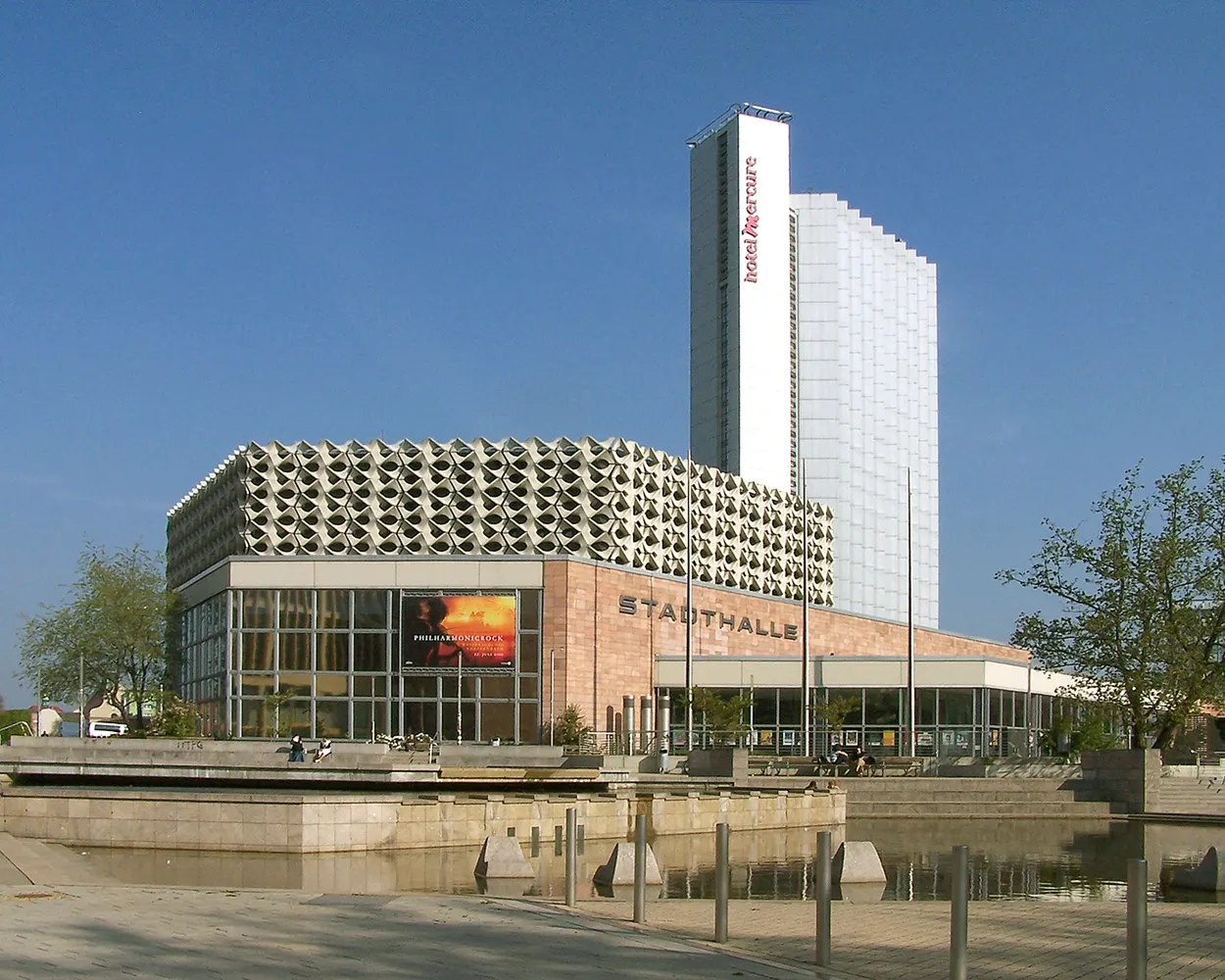 Die Stadthalle Chemnitz am Rande der Innenstadt